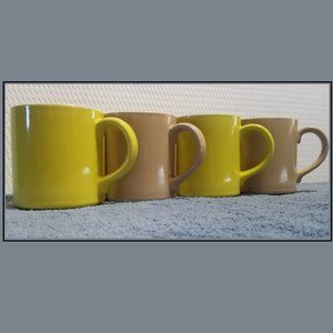 Vintage Mt Clemens Yellow and Beige Coffee Mugs